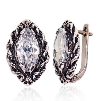 Silver earrings with rhinestones