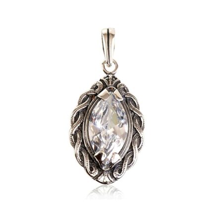 Silver pendant with rhinestones